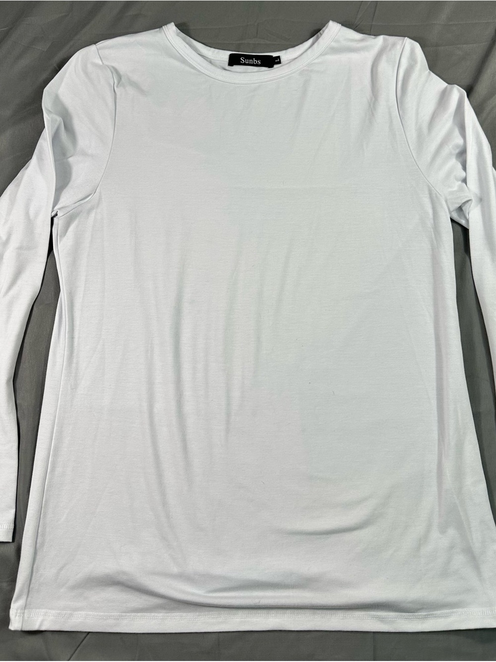 SUNBS Women White Long Sleeve T-Shirt L